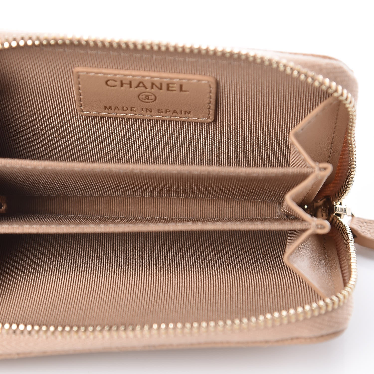 Chanel Caviar Quilted Zip Coin Purse Beige 5 of 8