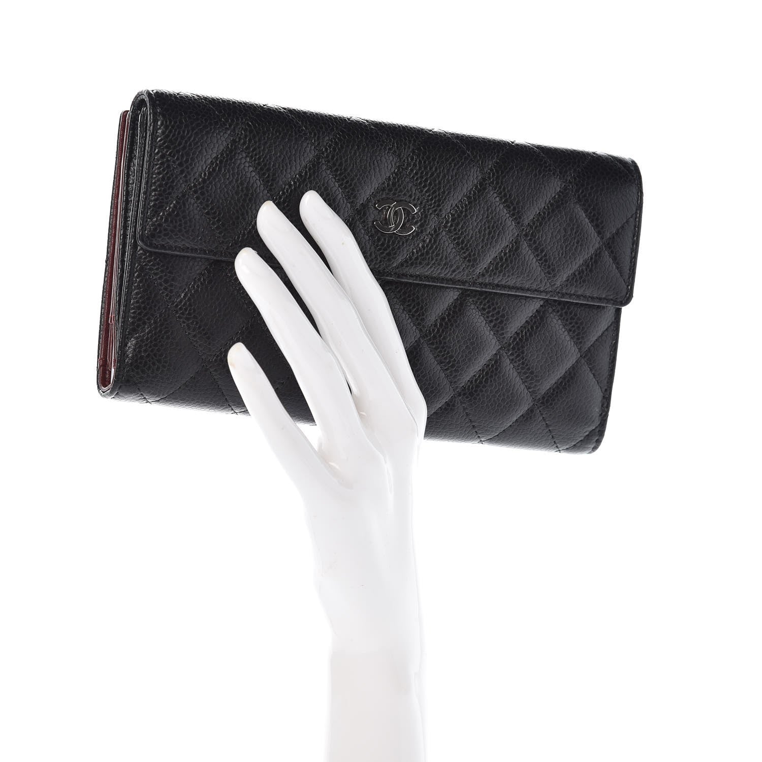 Chanel Caviar Quilted CC Long Double Wallet Black 2 of 9