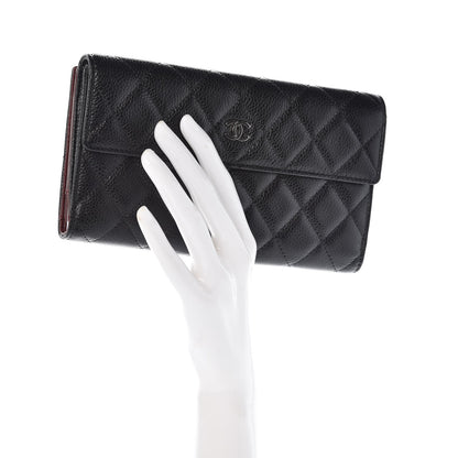 Chanel Caviar Quilted CC Long Double Wallet Black 2 of 9