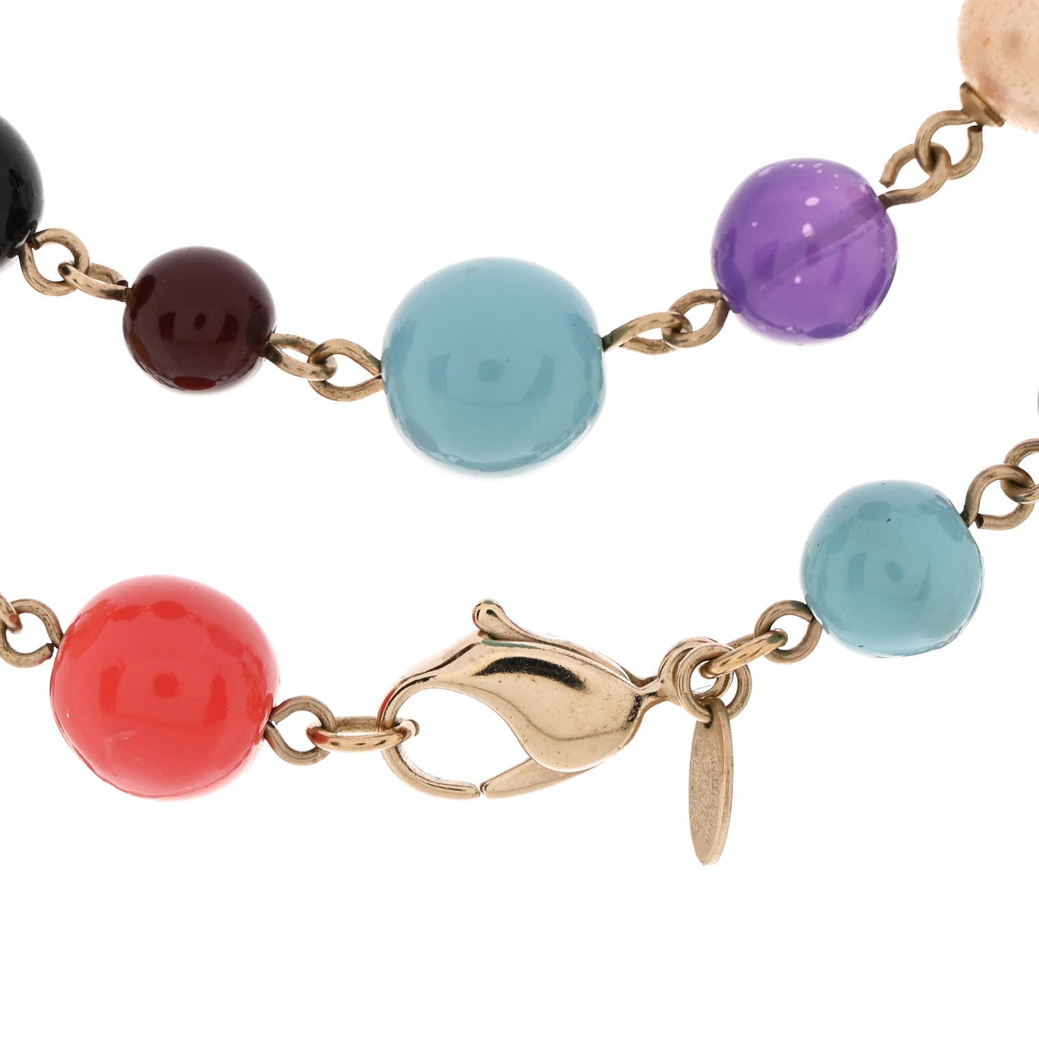 Chanel Metal Enamel Resin Beaded Pearl CC Strand Necklace Multicolor 5 of 6