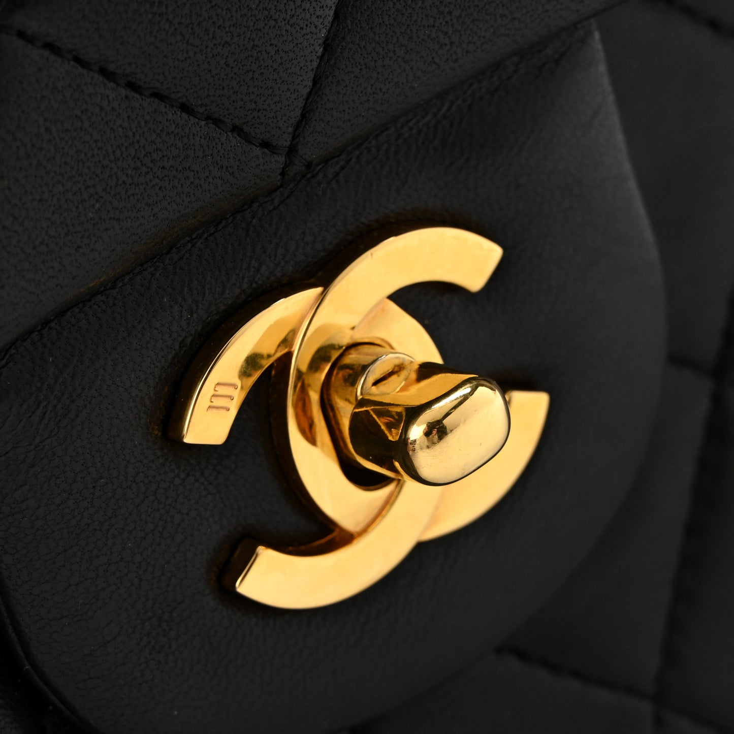 Lambskin Quilted Medium Double Flap Black
