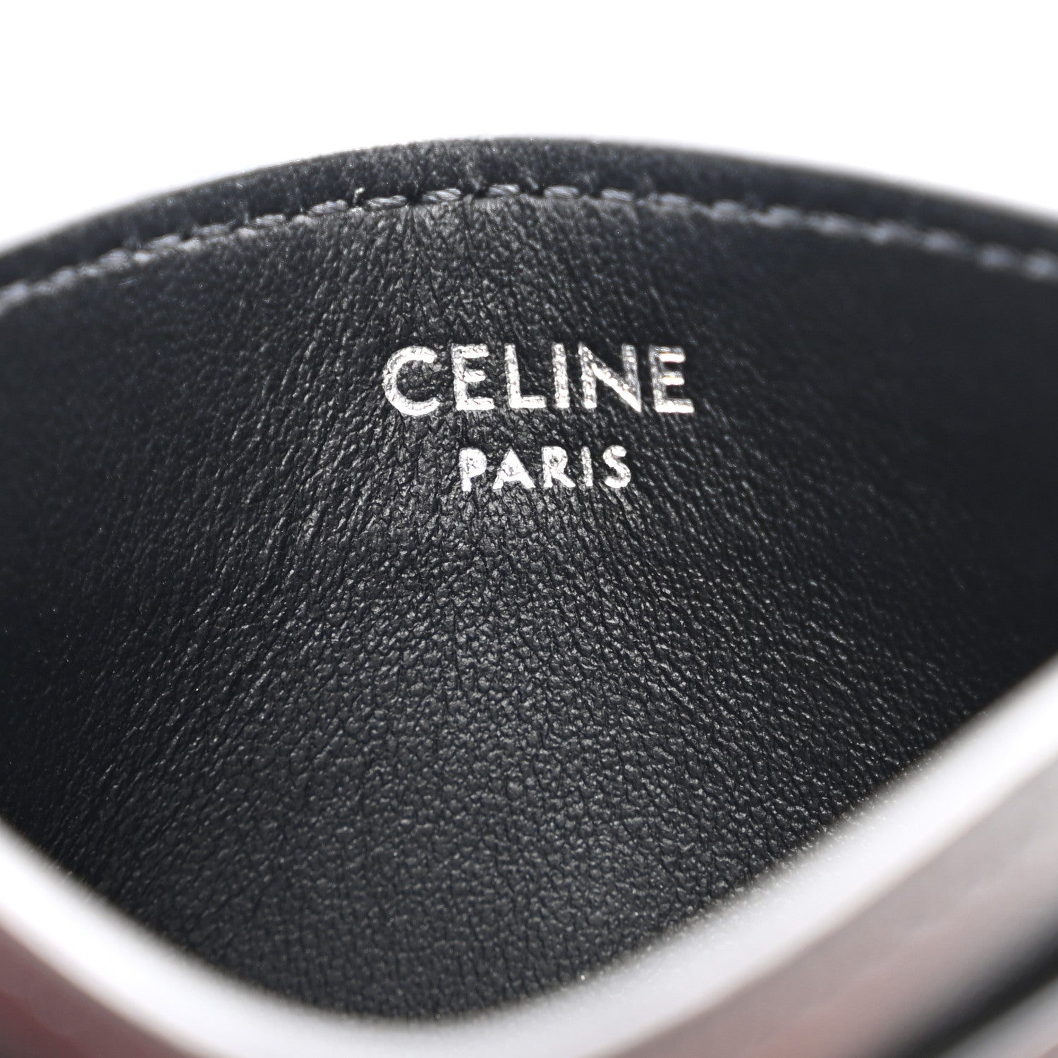 Celine Calfskin Logo Card Holder Black 6 of 8