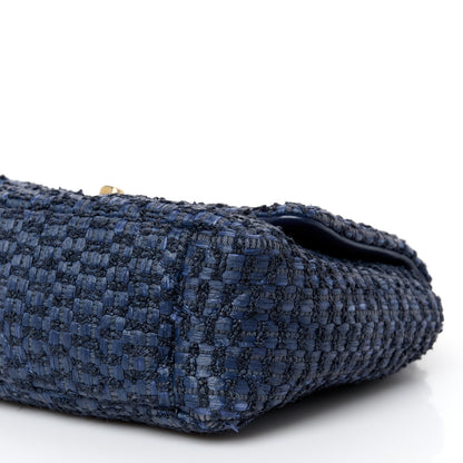 Chanel Raffia Tweed Quilted Medium Chanel 19 Flap  Navy 10 of 10