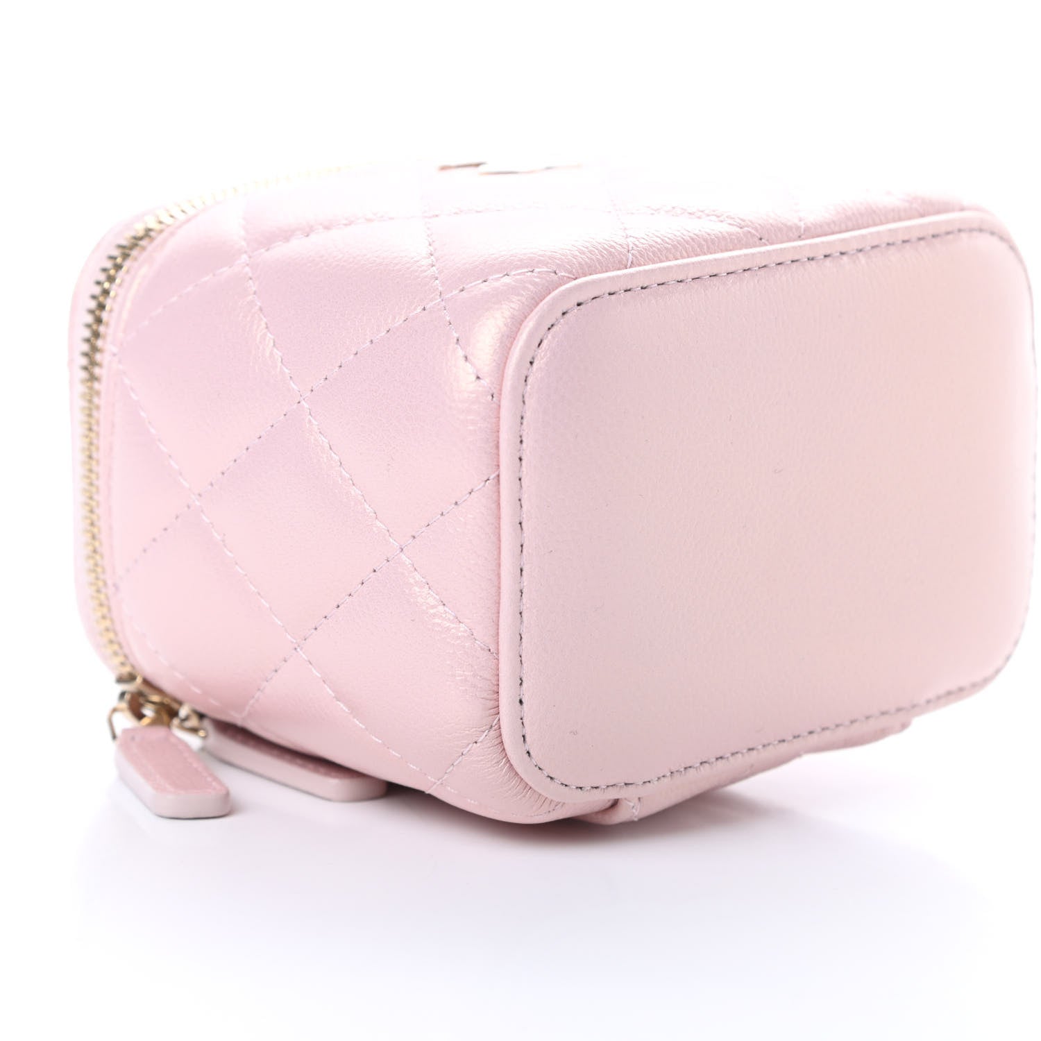 Chanel Iridescent Caviar Quilted Mini Pearl On Top Vanity Case With Chain Light Pink 9 of 12