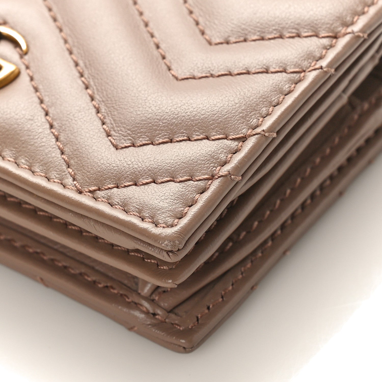 Gucci Calfskin Matelasse GG Marmont Card Case Wallet Porcelain Rose 8 of 9