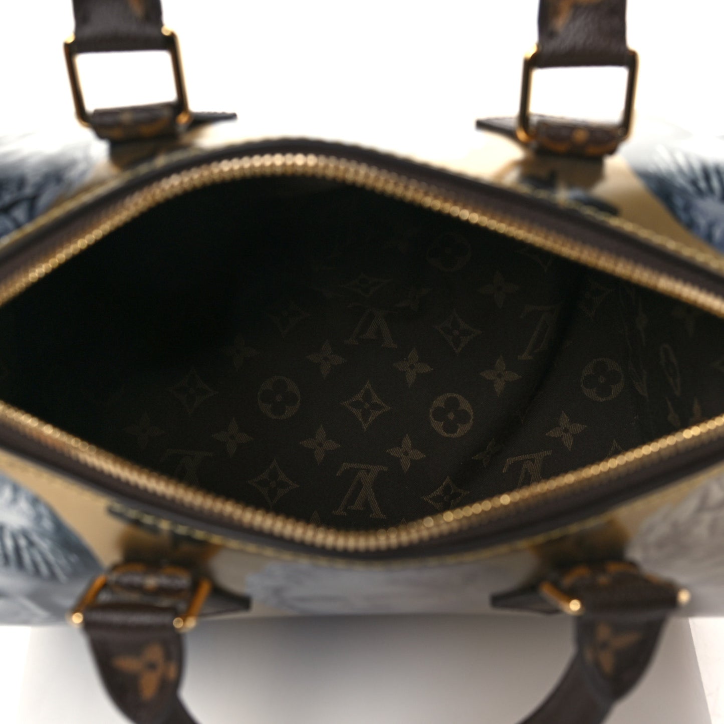 X FORNASETTI Calfskin Fornasetti Speedy Bandouliere 25 Gold