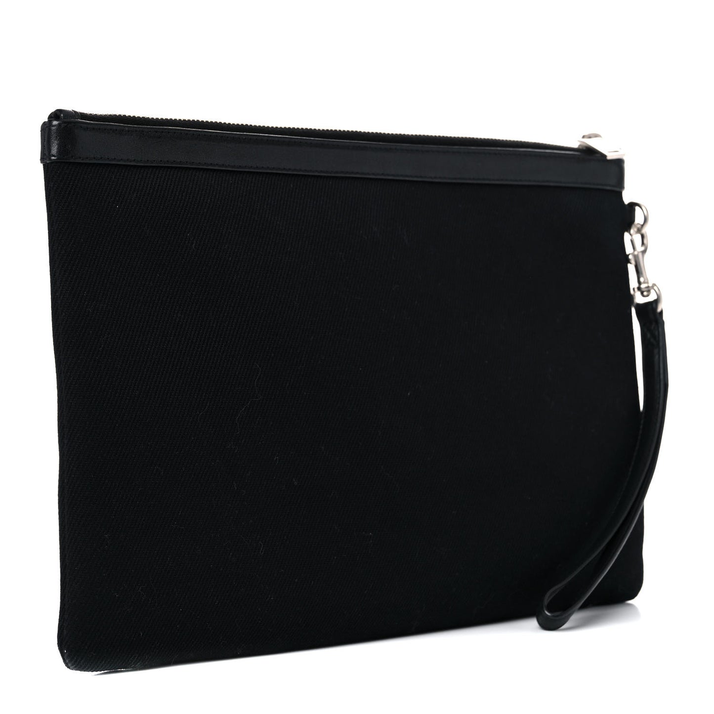 Linen Canvas Rive Gouche Zipped Pouch Black
