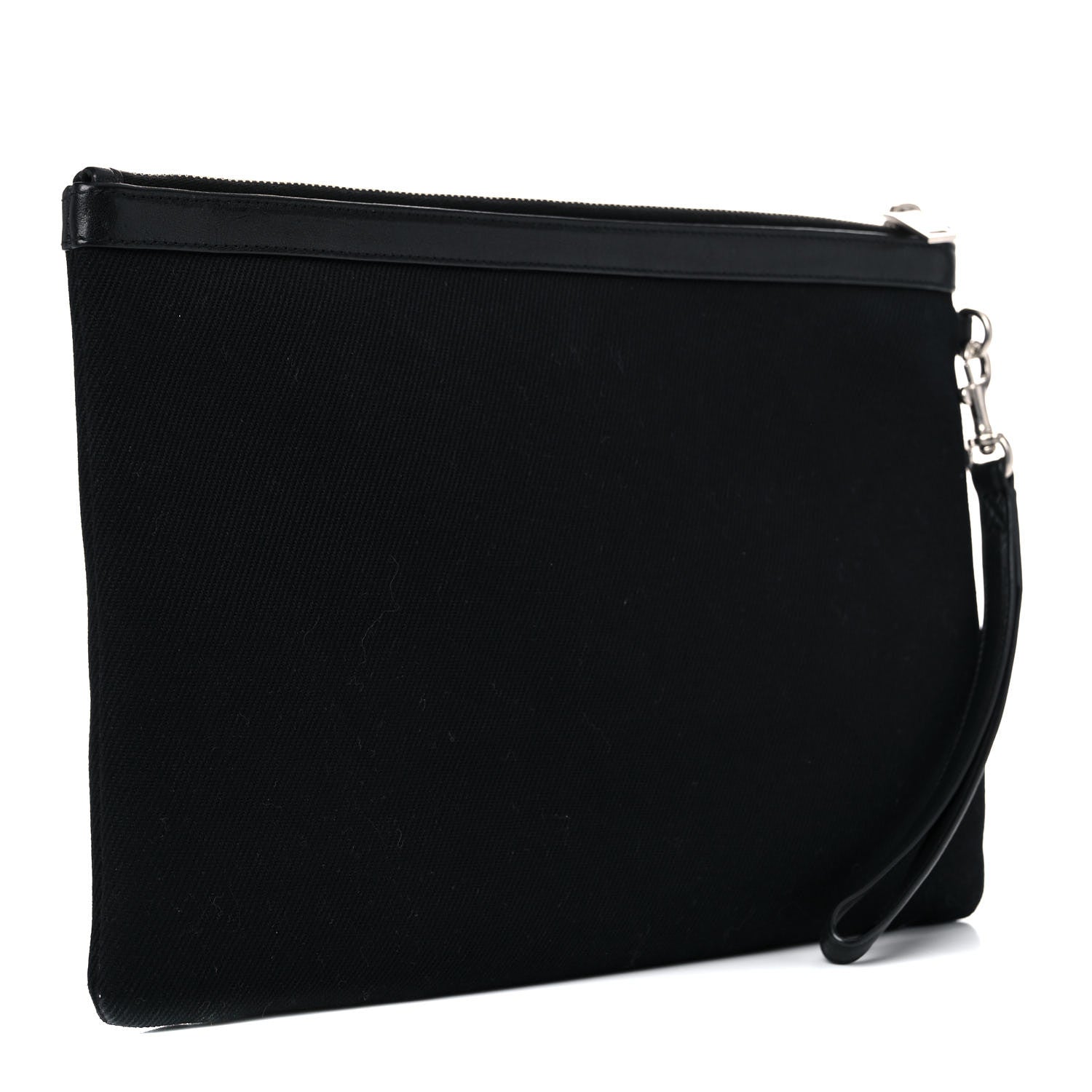 Saint Laurent Linen Canvas Rive Gouche Zipped Pouch Black 3 of 7