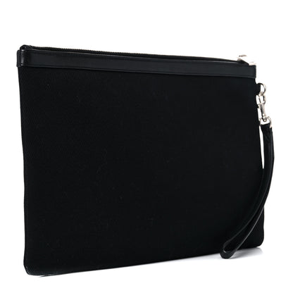 Saint Laurent Linen Canvas Rive Gouche Zipped Pouch Black 3 of 7