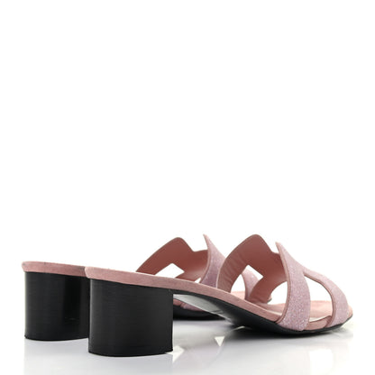 Hermes Suede Goatskin Crystal Oasis Sandals 37.5 Rose 4 of 9