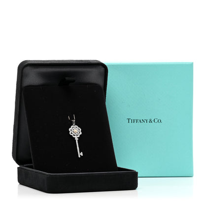 Tiffany Platinum 18K Yellow Gold Diamond Fancy Yellow Diamond Rose Key Pendant 4 of 4