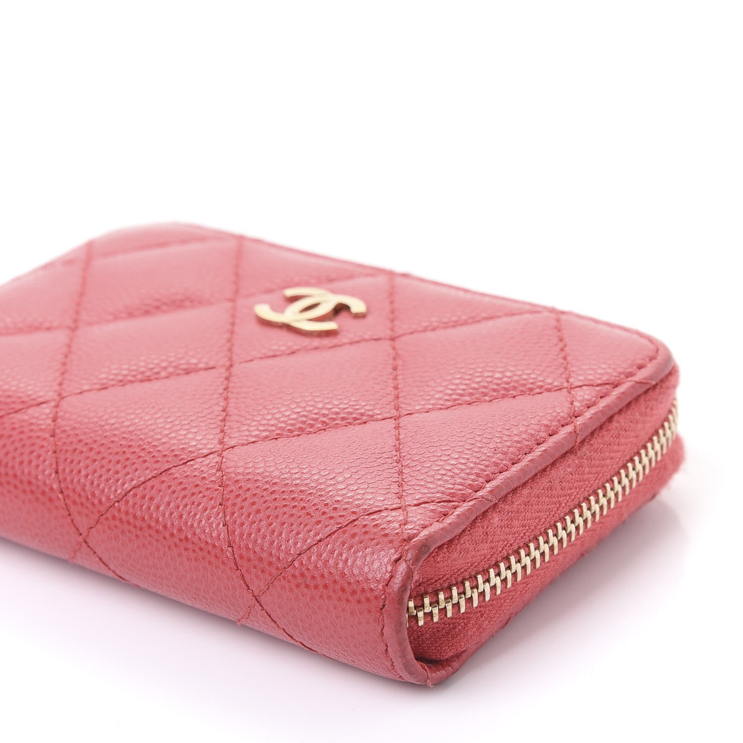 Chanel Caviar Quilted Zip Coin Purse Pink 6 of 12