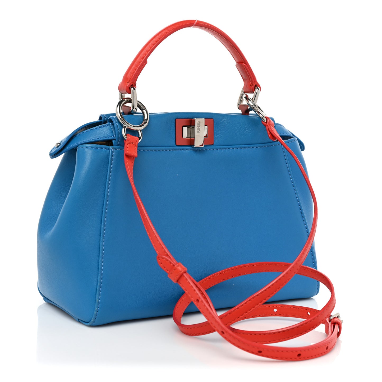 Nappa Colorblock Mini Peekaboo Iconic Satchel Blue Royal Papavero Cuoio