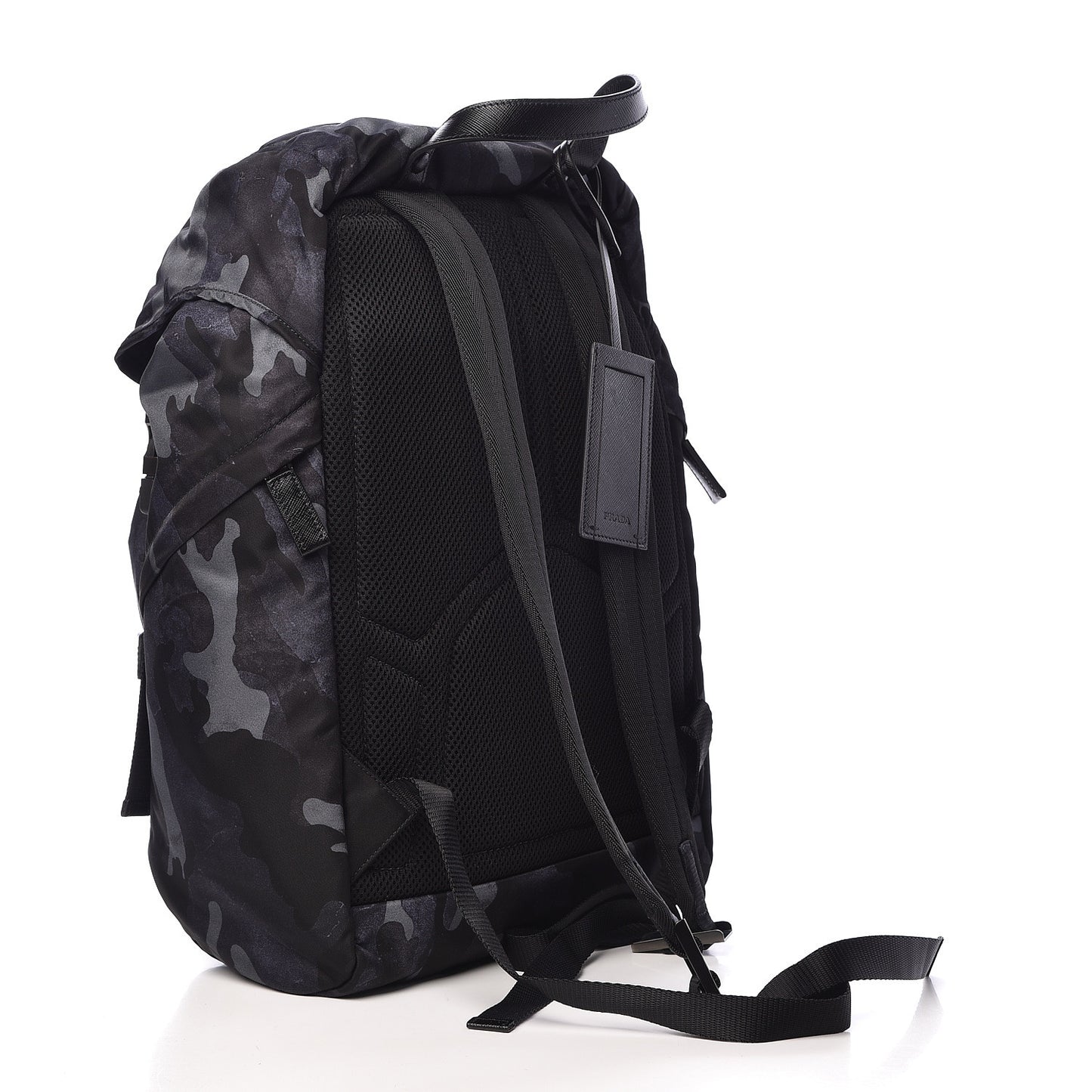 Tessuto Nylon Camouflage Print Double Buckle Backpack Fumo
