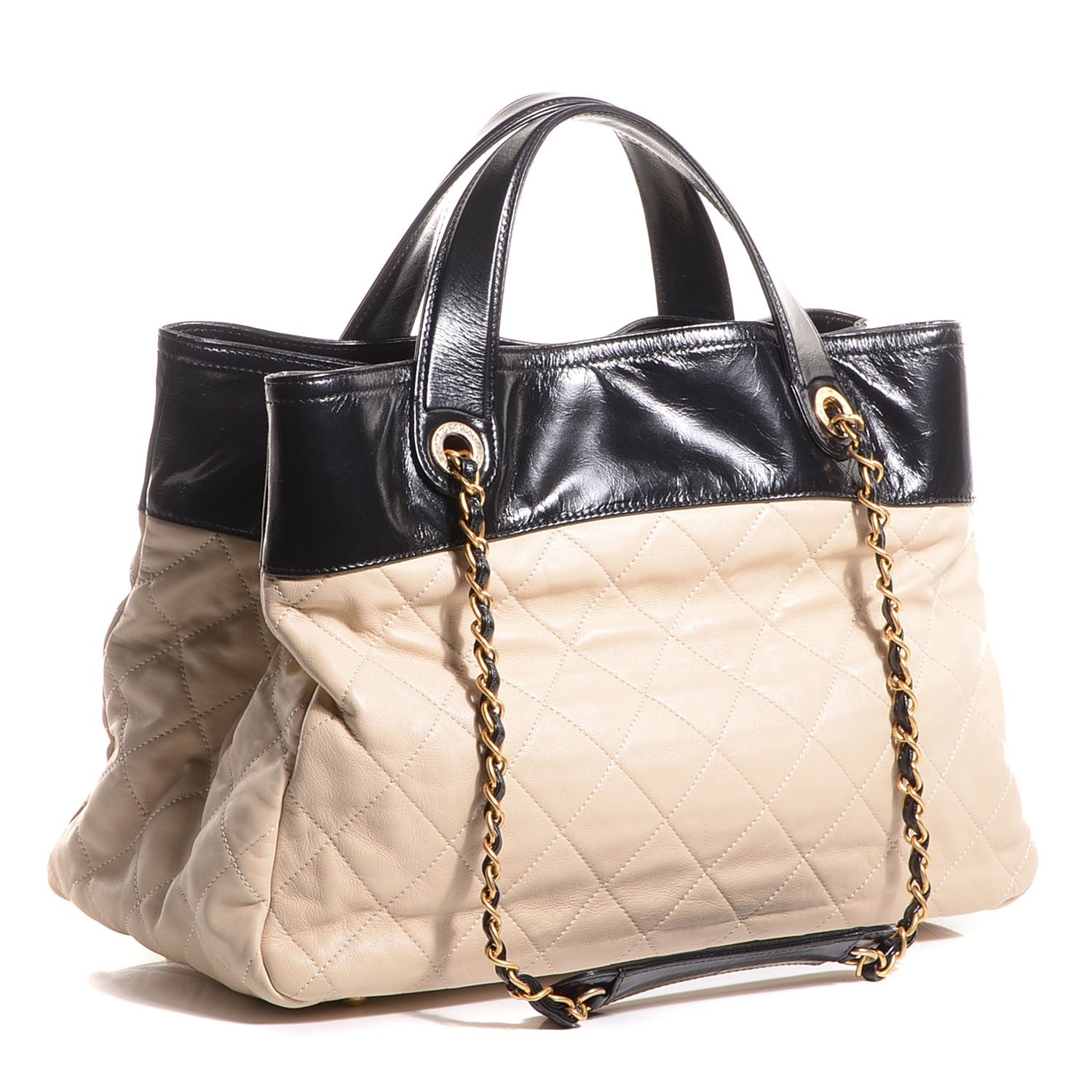 Chanel Calfskin Quilted In The Mix Shopping Tote Beige Black 4 of 9