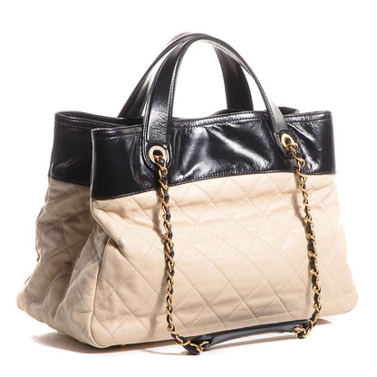 Chanel Calfskin Quilted In The Mix Shopping Tote Beige Black 4 of 9
