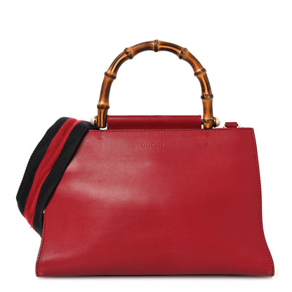 Gucci Nappa Bamboo Web Small Nymphaea Top Handle Bag Hibiscus Red 1 of 18