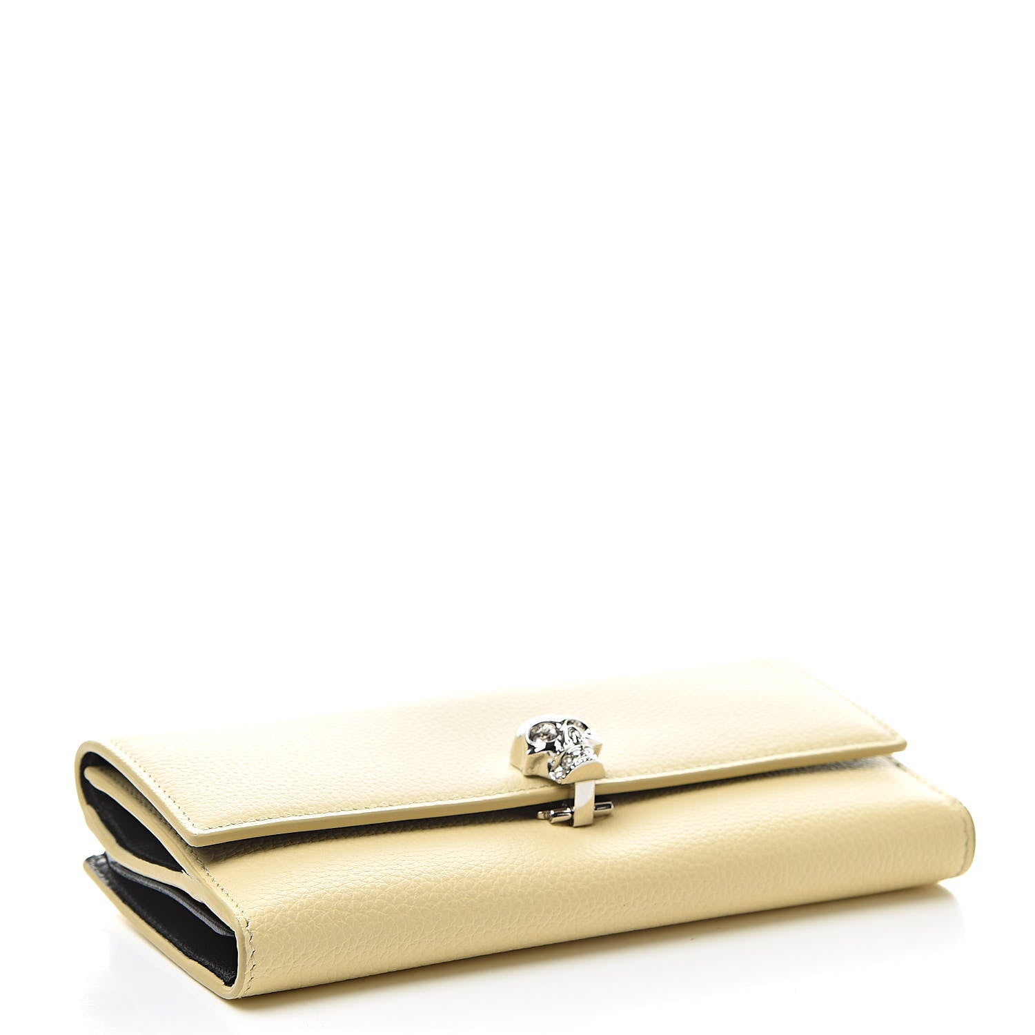 Alexander McQueen Small Grained Calfskin Skull Continental Wallet Lemon 4 of 9