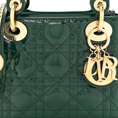 Christian Dior Patent Cannage Mini Lady Dior Dark Green 8 of 11