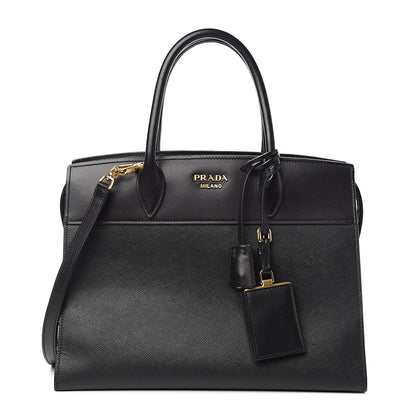 Prada Saffiano City Calfskin Esplanade Tote Black 1 of 10