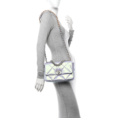 Chanel Iridescent Calfskin Quilted Medium Chanel 19 Flap Light Purple Blue 2 of 12