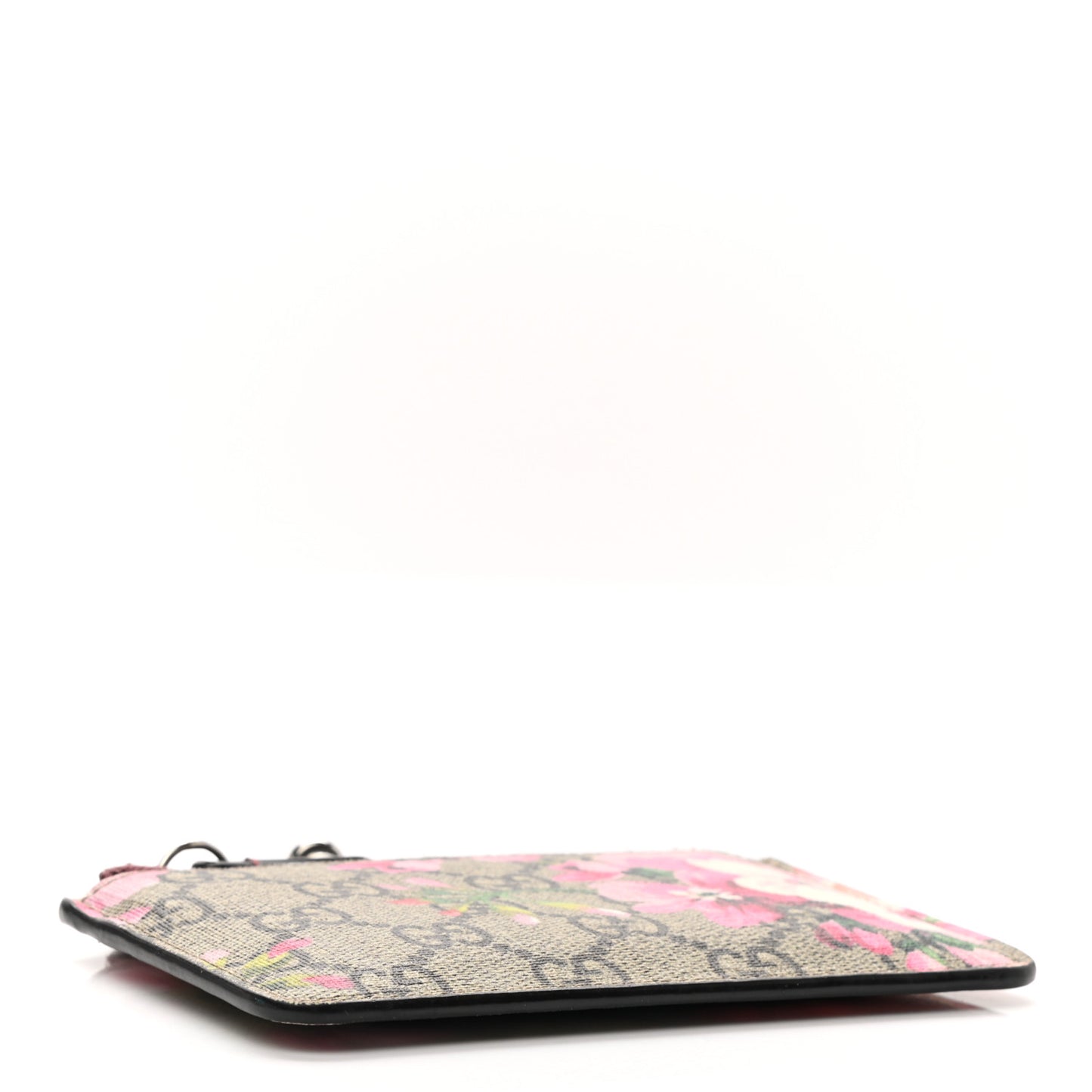 GG Supreme Monogram Blooms Key Ring Coin Case Beige Multicolor Dry Rose