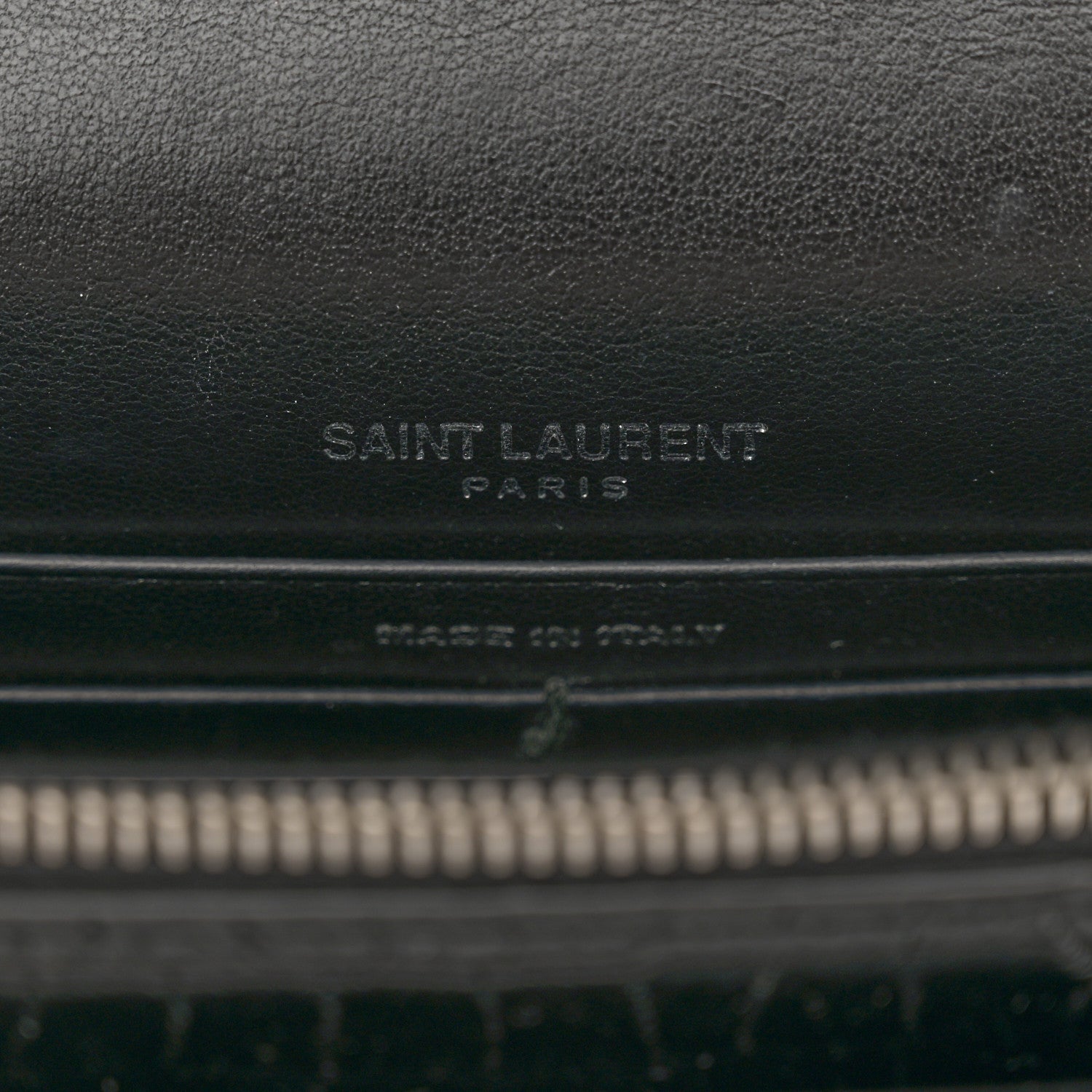 Saint Laurent Calfskin Crocodile Embossed Monogram Sunset Chain Wallet Black 11 of 11