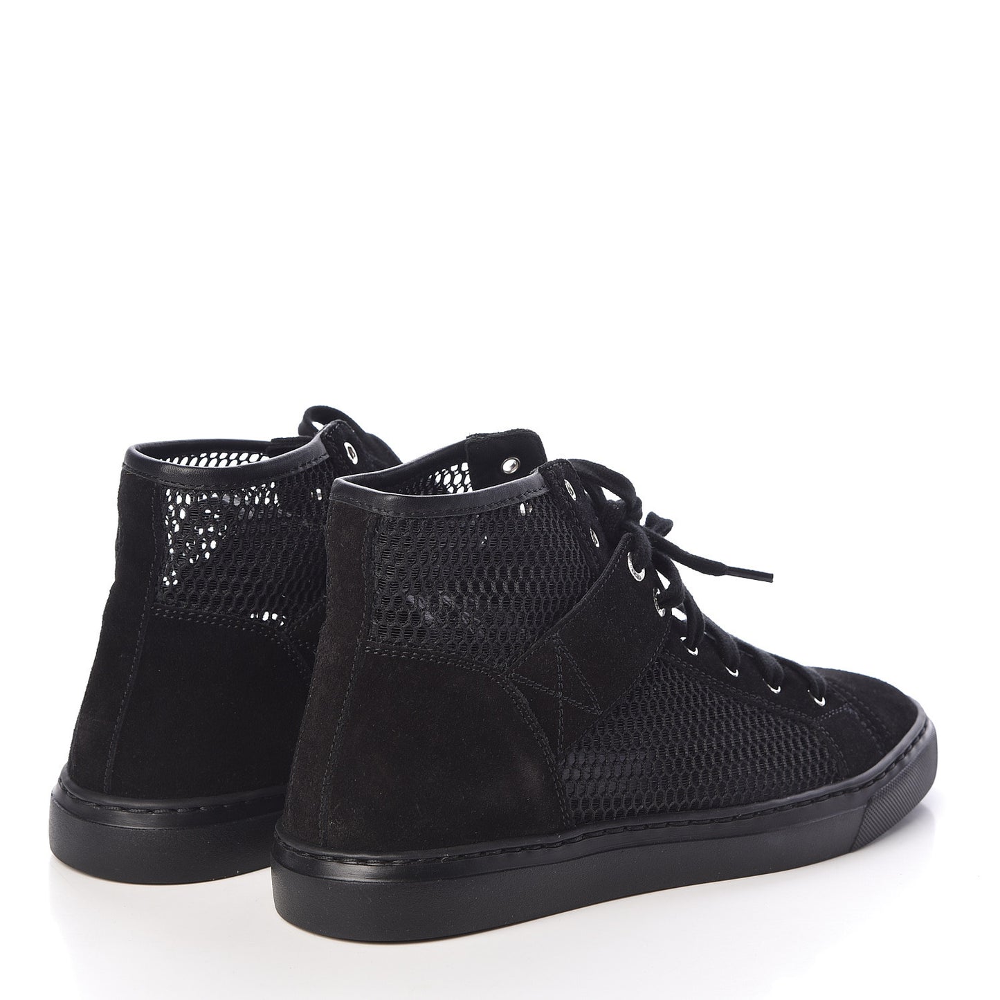 Mesh Suede High Top Sneakers 35.5 Black