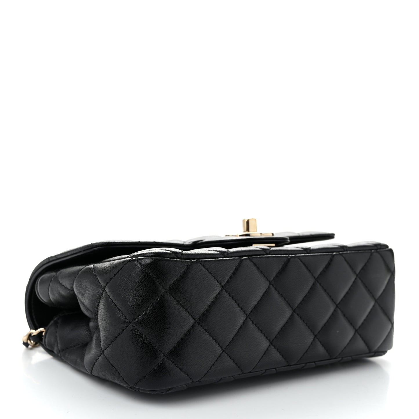 Lambskin Quilted Mini Crystal Top Handle Rectangular Flap Black