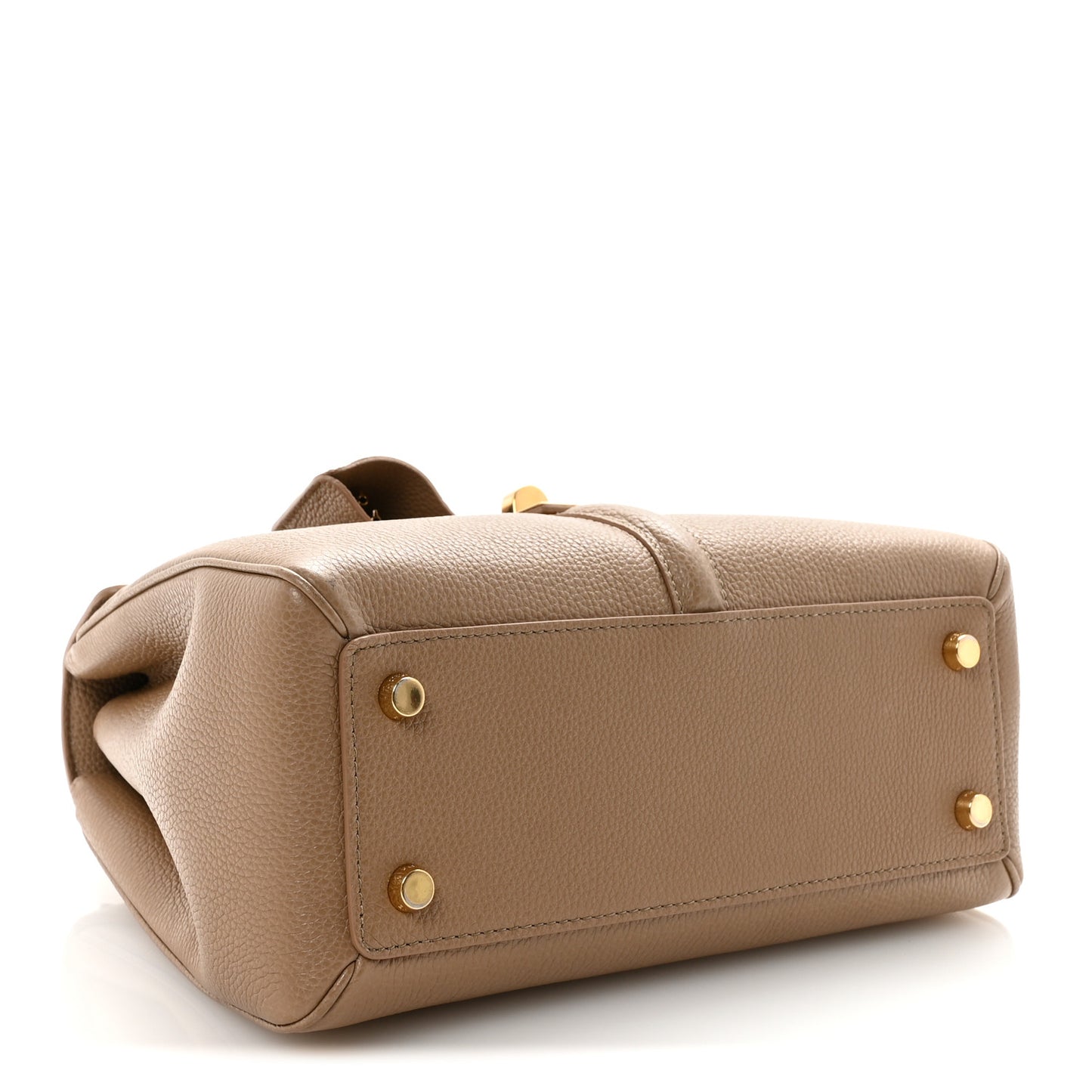 Grained Calfskin Small 16 Top Handle Bag Beige