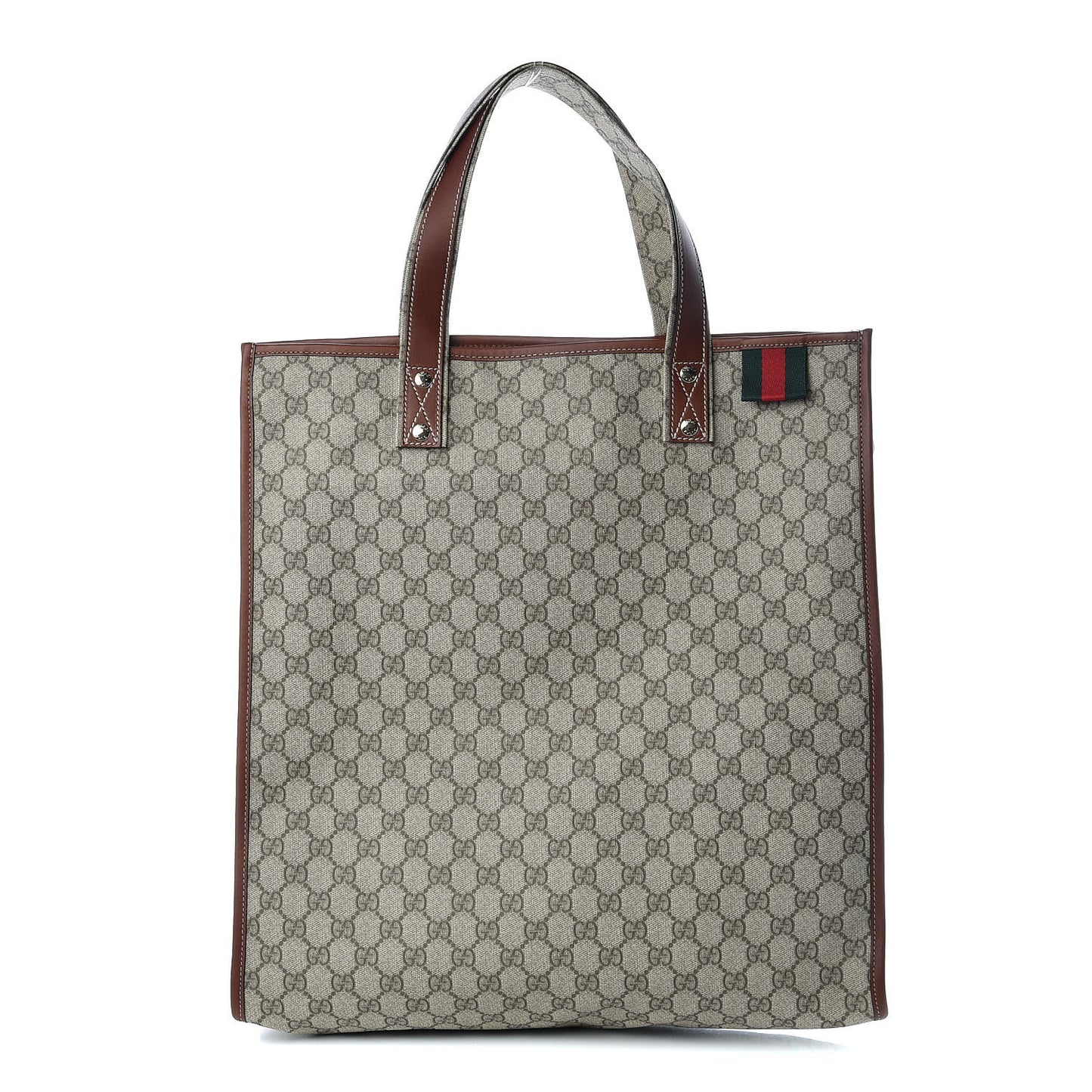 GG Plus Monogram Medium Signature Web Loop Vertical Tote Brown
