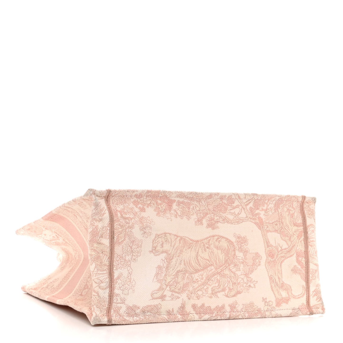 Canvas Toile De Jouy Embroidered Medium Book Tote Pink