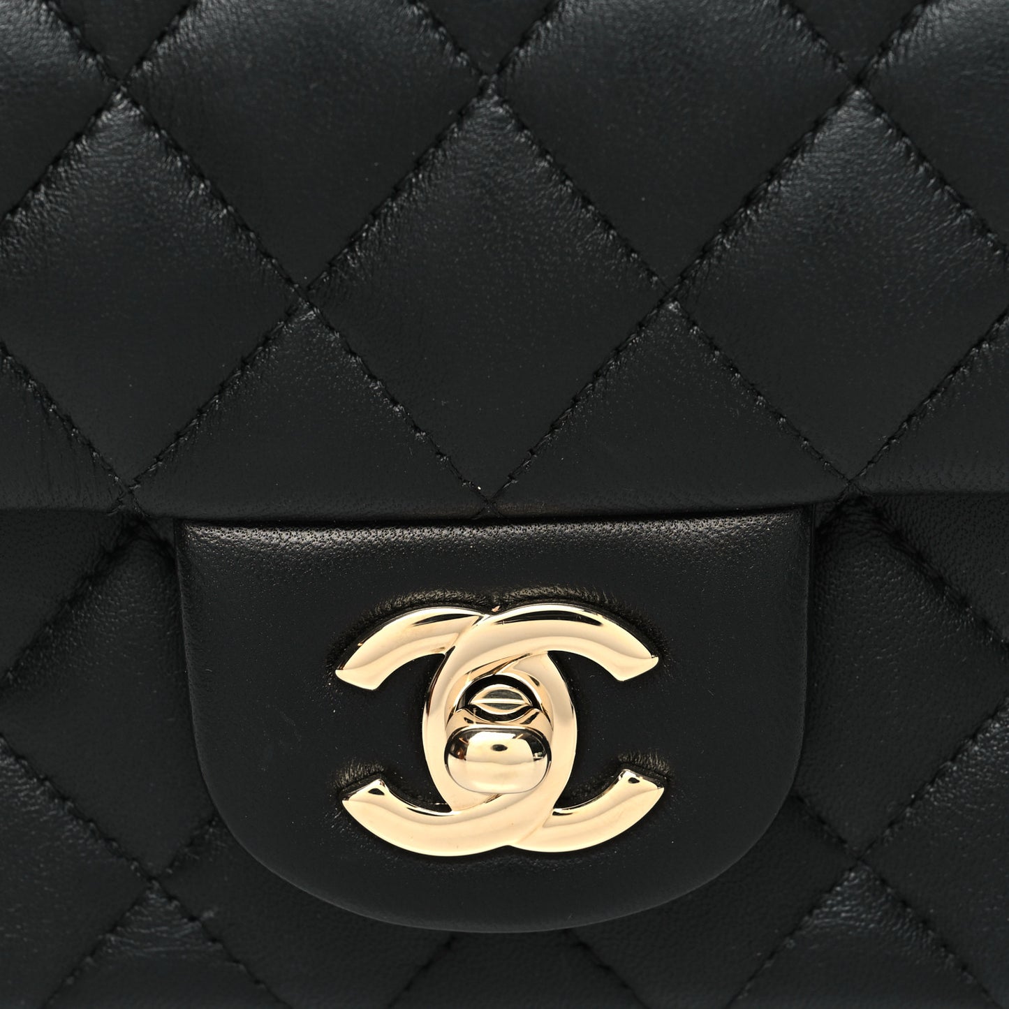 Lambskin Quilted Mini Square Flap Black