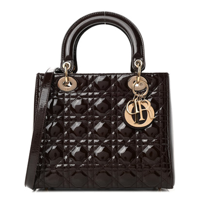 Christian Dior Patent Cannage Medium Lady Dior Dark Brown 1 of 4