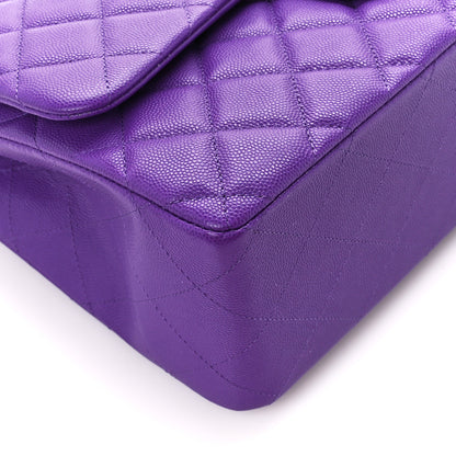 Chanel Caviar Quilted Jumbo Double Flap Purple 10 of 12