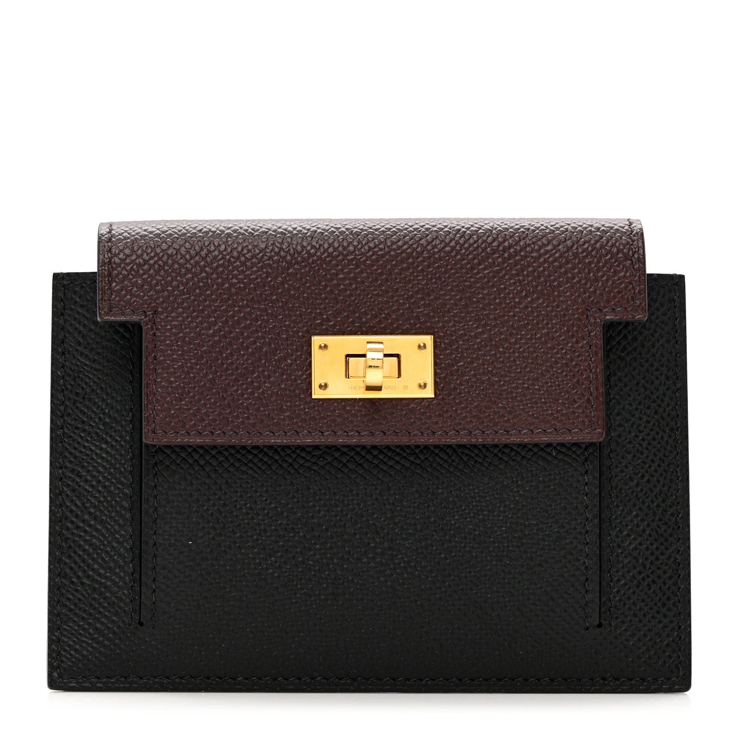 Hermes Epsom Tri-Color Kelly Pocket Compact Wallet Rouge Sellier Black Bleu Saphir 1 of 6