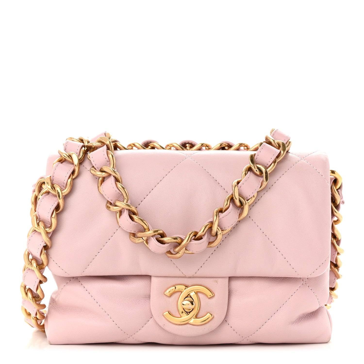 Chanel Lambskin Quilted Small Chain Top Handle Flap Rose Clair 1 of 12