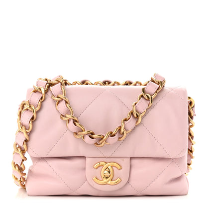 Chanel Lambskin Quilted Small Chain Top Handle Flap Rose Clair 1 of 12