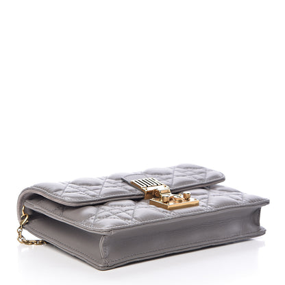 Christian Dior Lambskin Cannage Dioraddict Wallet on Chain Clutch Grey 4 of 14