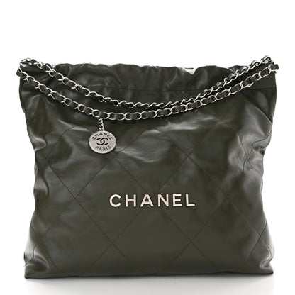 Chanel Shiny Calfskin Quilted Chanel 22 Khaki 3 of 11