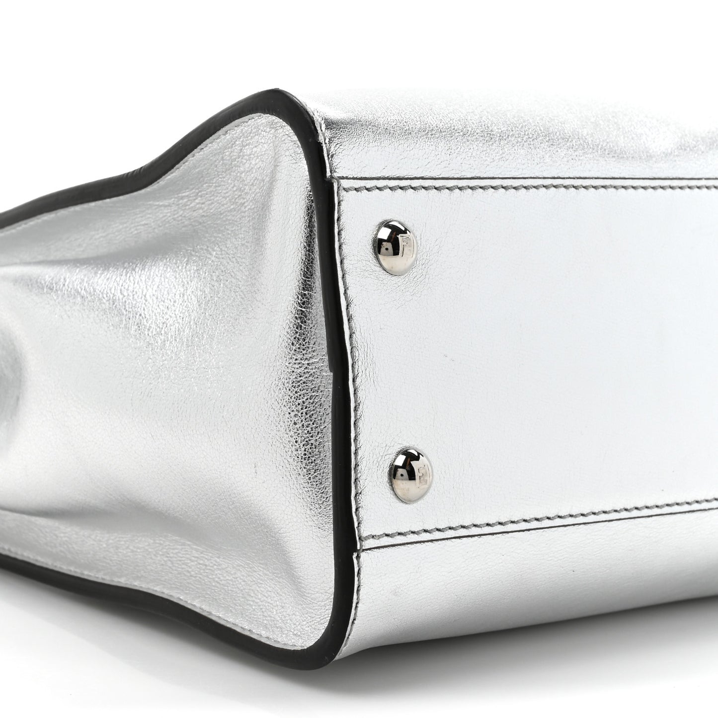 Vitello Catalan Mirror Medium Peekaboo Iconic Satchel Argento