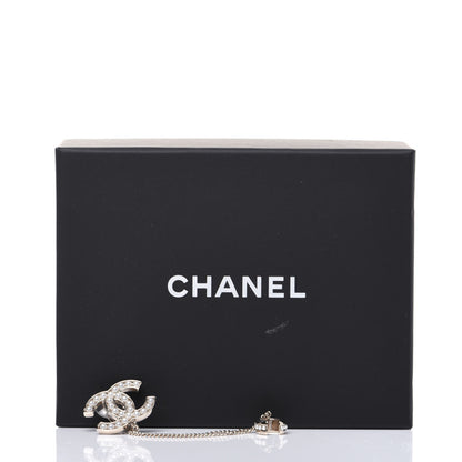 Chanel Crystal CC Chain Cuff Single Clip On Earring Gold Pearly White 6 of 6