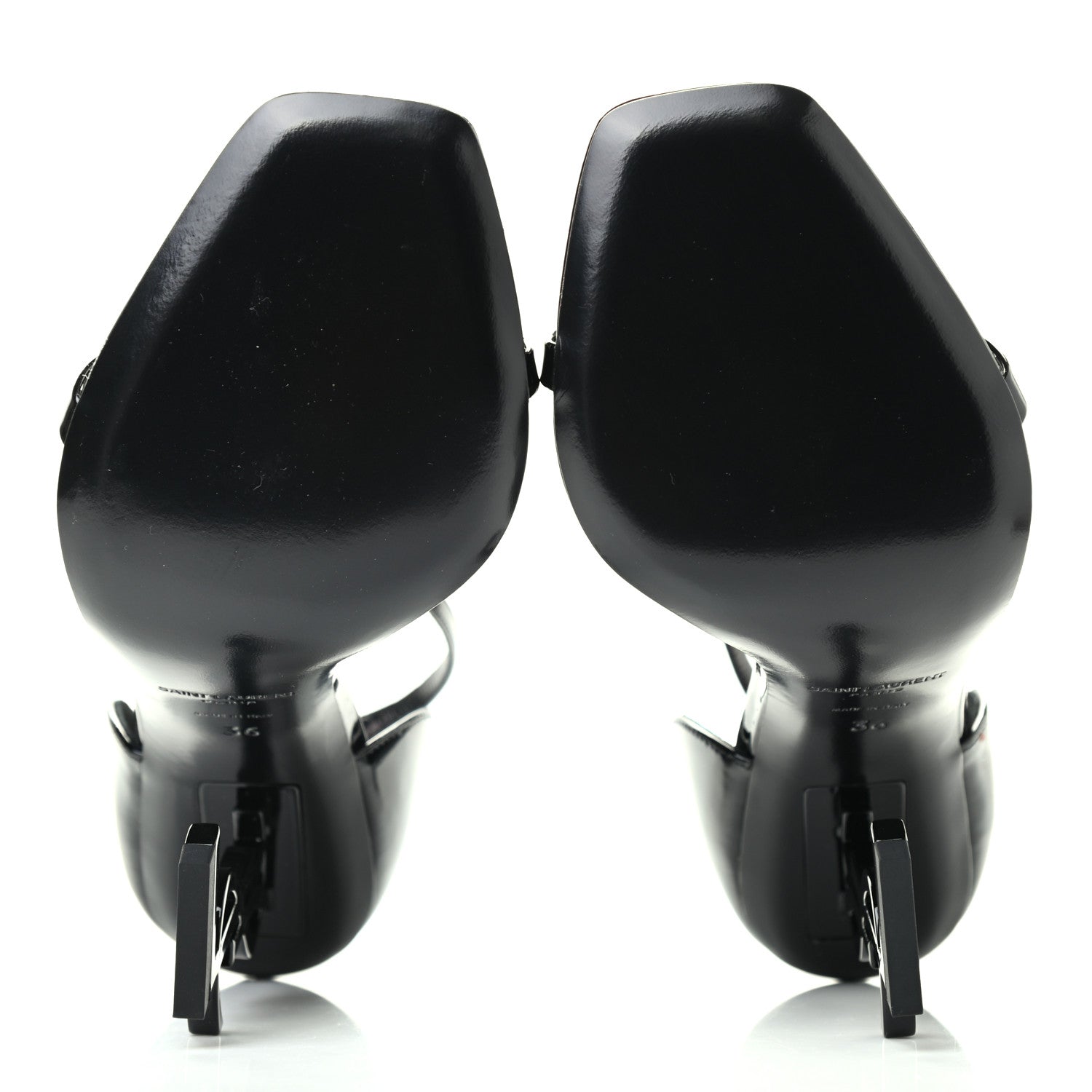 Saint Laurent Patent Calfskin Opyum 110 Sandals 36 Black 5 of 8