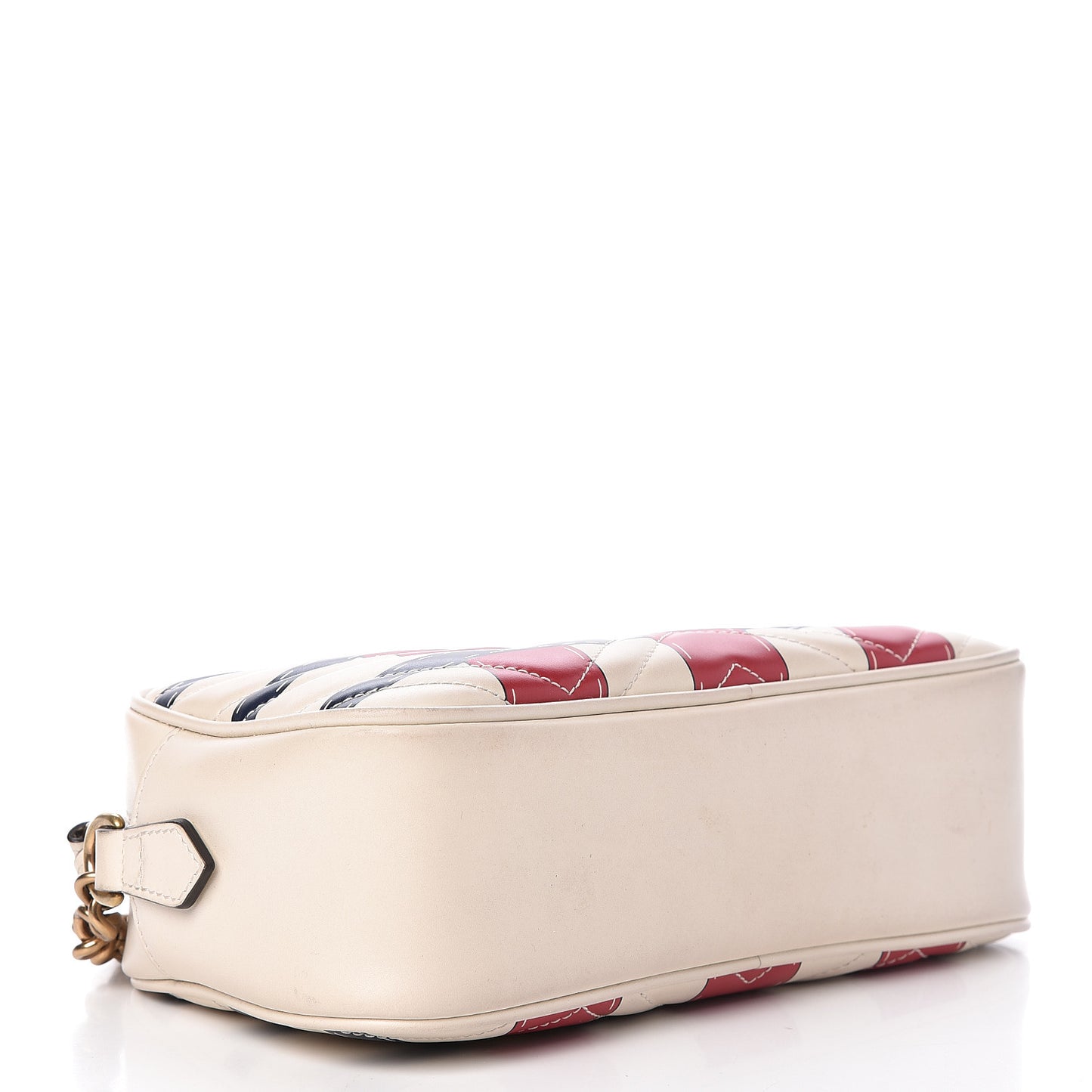 Calfskin Matelasse Trompe L'Oeil Print Small GG Marmont Chain Shoulder Bag White