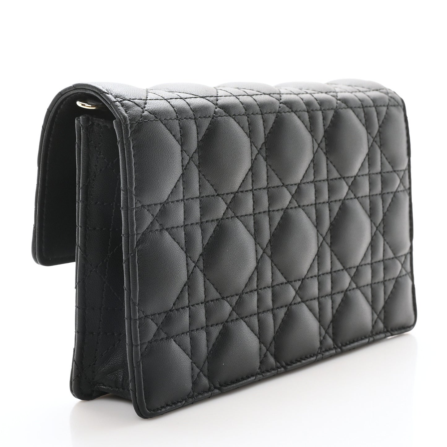 Lambskin Cannage Lady Dior Chain Pouch Black