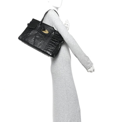 Mulberry Calfskin Crocodile Embossed Bayswater Black 2 of 13