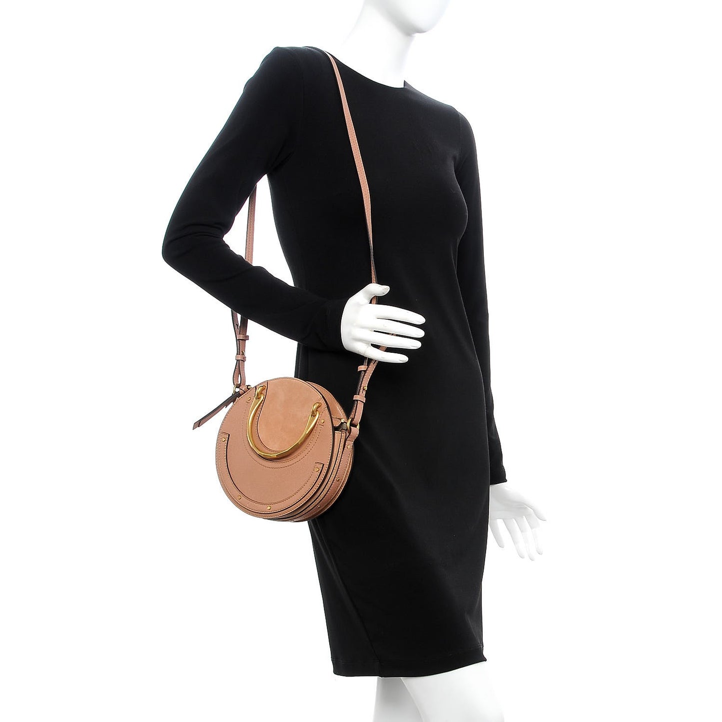 Goatskin Suede Small Pixie Bag Nougat