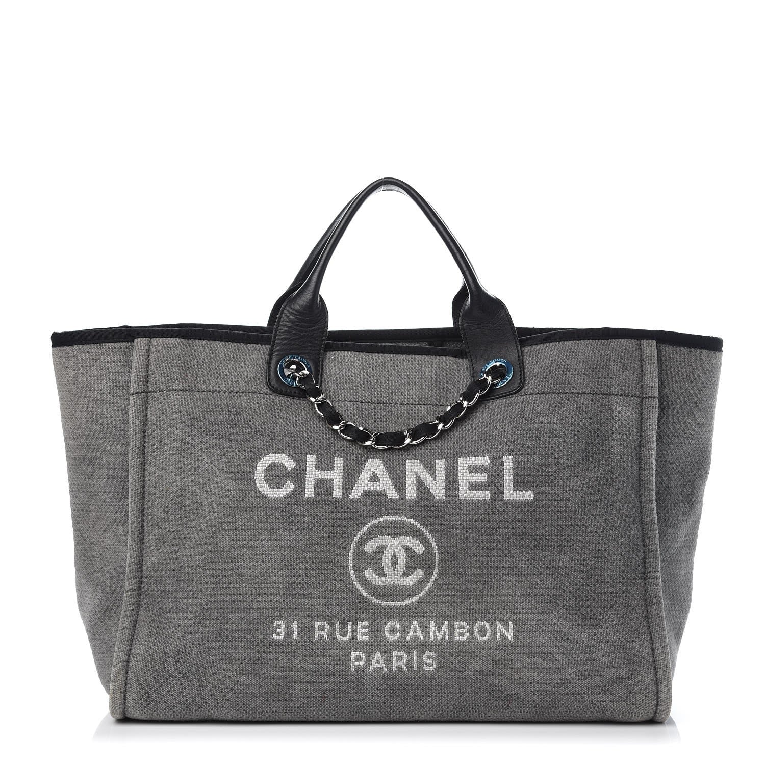 Chanel Canvas Deauville Large Tote Grey 1 of 15