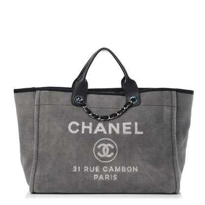 Chanel Canvas Deauville Large Tote Grey 1 of 15