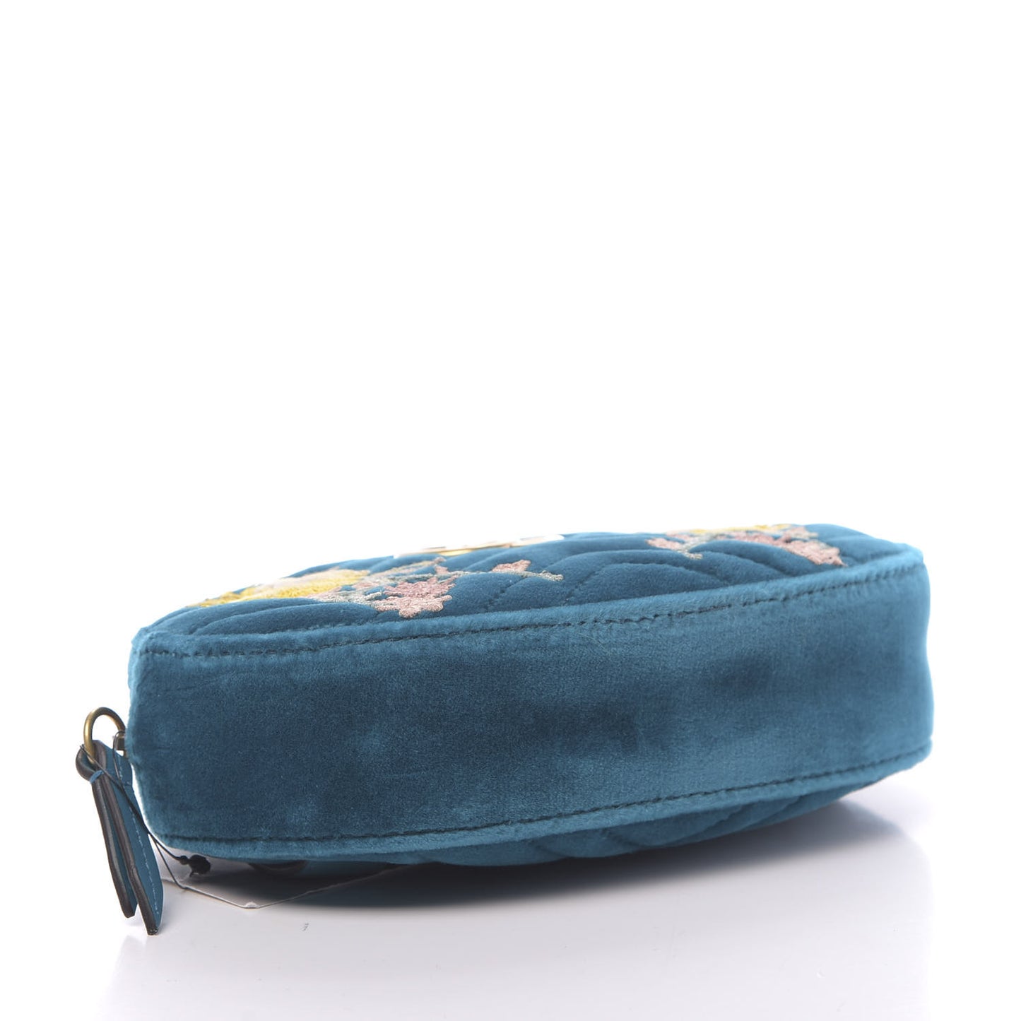 Velvet Matelasse Embroidered GG Marmont Belt Bag 95 38 Pavone Cyan